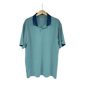 Under Armour Loose Fit Green Navy Stripe Polo Shirt Golf Mens XL